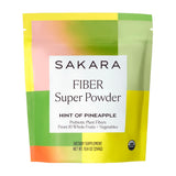 SAKARA Fiber Super Powder - Pineapple Flavor Prebiotic Fiber Powder, High Fiber & Digestive Enzymes Organic Fiber Supplement Powder, Daily Fiber Drink, Acacia Fiber Powder