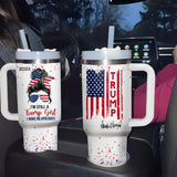 I'm A Trump Girl - US Election Personalized Custom 40 Oz Stainless Steel Tumbler With Handle - Gift For Best Friends, BFF, Sisters, 4th of July Gifts for Women - Republican Tumbler Cups