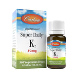 Carlson - Super Daily K2, 45 mcg Liquid Vitamin K, Bone Health, K2 Vitamin, Vitamin K Supplement, Vitamin K-2 MK7, Unflavored, 360 Drops (10.16 mL)