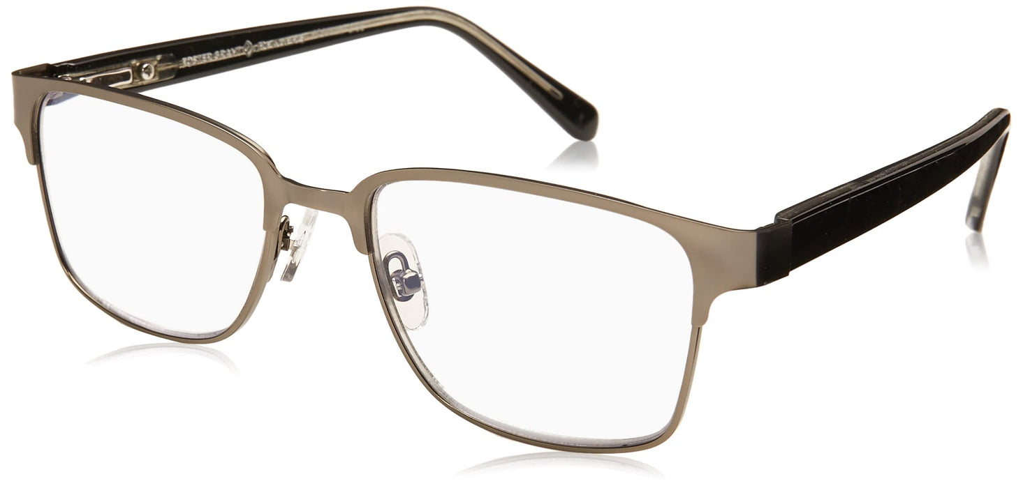 Foster Grant Men's Donovan Square Reading Glasses, Gunmetal/Transparent, 53 mm (+ 1.75)