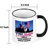 YHRJWN Trump Survived Shot, Trump 2024, Fist Pump at Pennsylvania Rally Failed Assassination Attempt, Bloody Ear Bullett-Proof, Trump Merchandise, Make American Great Again Mug, 11 Oz