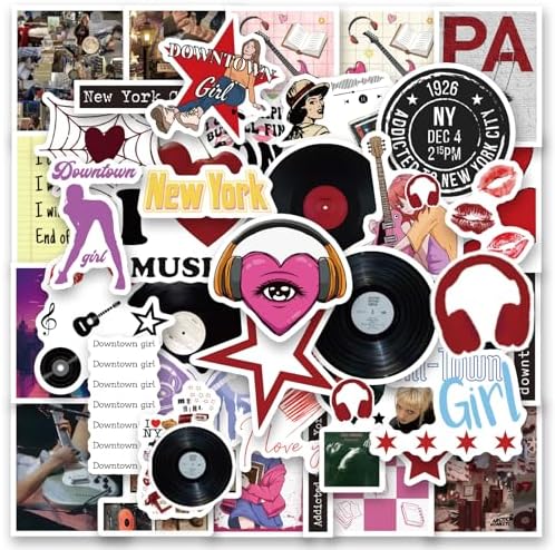 60Pcs Downtown Girl Stickers, Downtown Girl Aesthetic Vinyl Stickers Decals for Laptop Water Bottle Bumper Luggage Computer Skateboard Snowboard. Gifts for Kids Girls Teens