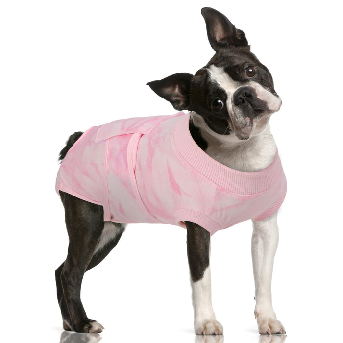 FUAMEY Recovery Suit for Dogs After Surgery,Soft Breathable Dog Bodysuit E-Collar & Cone Alternative Surgical Suit,Male Female Dog Neuter Spay Suits Anti Licking Wounds Onesie Pink Tie Dye L