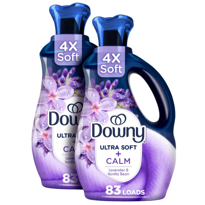 Downy Ultra Soft Fabric Softener Liquid, Calm, Lavender and Vanilla Bean, 56 fl oz, 83 Loads, Downy Fabric Softener, Laundry