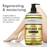 Cellulite Massage Oil with Collagen & Stem Cells- 100% Natural Cellulite Treatment, Assists with Firming, Toning & Moisturizes Skin 8.8 by Cosmetasa (8.8 oz) (8.8)