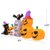 HBlife 8 FT Halloween Inflatables Decorations Pumpkin, Animated Bat Tombstone Blow Up Pumpkin with Build-in LEDs, Inflatables Decoration for Front Yard, Porch, Lawn and Halloween Party