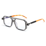 FEISEDY Reading Glasses Vintage Square Blue Light Blocking Glasses Women Men 70s Flat Aviator Glasses B0090 (Grey 2.0x)