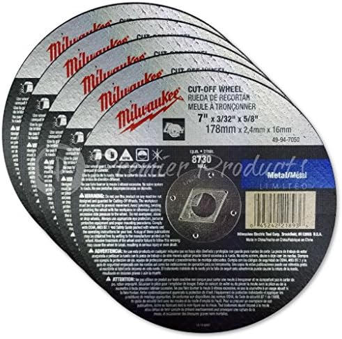 Milwaukee 5 Pack - 7 Inch Cut Off Blades For 7.25" Circular Saws - Aggressive Cutting For Metal & Stainless Steel - 7" x .09 x 7/8-Inch