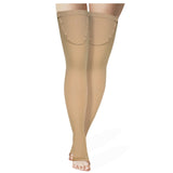 Truform Surgical Stockings, 18 Mmhg Compression for Men & Women, Thigh High Length, Open Toe, Beige, Large