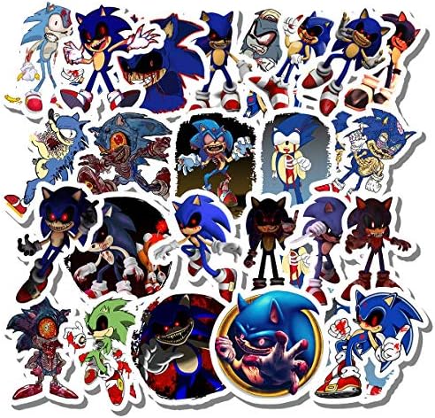 24 Pcs Stickers Pack Funny Sticker Wall Sonic Aesthetic The Vinyl Hedgehog Colorful Horror Waterproof 24 Decal for Guitar Skateboard Bumper Car Luggage Laptop Bottle Bike Water