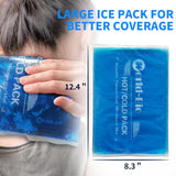 Extra Large Gel Ice Packs for Injuries Reusable Gel Cold Compress for Shoulder, Knee, Back and Neck - Hot and Cold Gel Packs for Pain, Injury, Surgery - Flexible Ice Pack for Injury - 8.3" x 12.4"