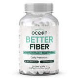 Organics Ocean Better Fiber - Daily Fiber Supplement - Soften Stool for Effortless Bowel Movements - with Psyllium Hulk and Slippery Elm - 90 Capsules