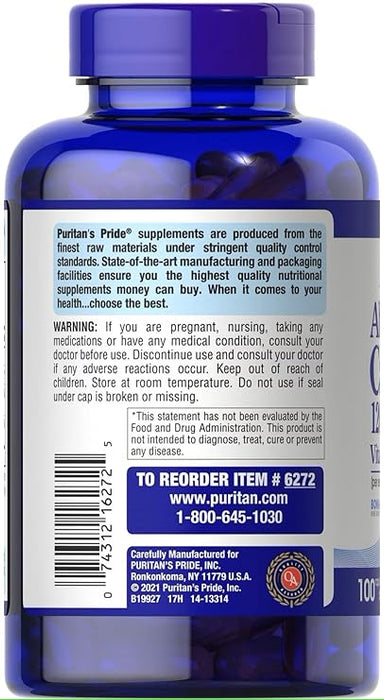 Puritan's Pride Absorbable Calcium with Vitamin D 3 1000iu Softgels, 1200 mg, 200 Count