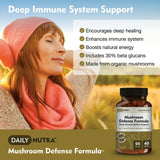 Mushroom Defense Formula by DailyNutra - Immune Support Supplement | Organic Mushrooms, Hot Water Extracted - Reishi, Chaga, Maitake, Shiitake & Turkey Tail (90 Capsules)