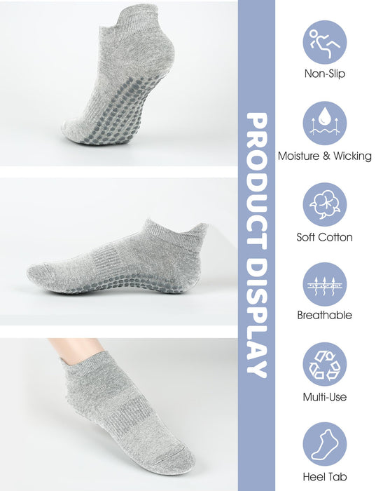 Pilates Grip Socks for Women Men Size 5-13 Yoga Socks Accessories Non Slip Grippy Socks Soccer Womens Black Hospital Barre Barefoot Socks Grippers Essentials Postpartum Non Skid Socks Elderly Gift