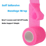 24 Rolls Pink Elastic Self Adhesive Bandage Wrap, Breathable Flexible Fabric Non Woven Cohesive Bandage, Ankle Sprains Swelling Medical First Aid Sports Athletic Tape, Dogs Pet Vet Wrap 2” x 5 Yards.