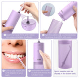 Water Flosser Dental Oral Irrigator Teeth Cleaner Portable Travel Rechargeable Cordless,IPX7 Electric Plaque Remover 3 Modes 3 Jet Tips 140ml