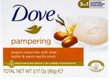 Dove, Beauty Bar Soap Variety Pack of 14, Go Fresh, Shea Butter, Coconut Milk, White, Pampering, Restoring, Exfoliating - 90g (7 Scents, 2 of Each)