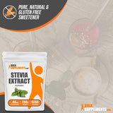 BulkSupplements.com Stevia Extract Powder - Sugar Substitutes - Pure Stevia Powder - Sugar Alternative - Zero Calorie Sweetener - Keto Sweetener - Sugar Substitute for Baking (250 Grams - 8.8 oz)