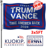 Double Sided Blue Trump Vance 2024 Flag 3x5 Made in USA Outdoor Heavy Duty 3 Ply Polyester Trump Take America Back Flag with White Starting Tape and 2 Brass Grommets