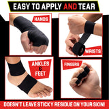 Summum Fit Black Athletic Tape Extremely Strong: 8 Rolls + 2 Finger Tape. Easy to Apply & No Sticky Residue. Sports Tape for Boxing, Football or Climbing. Enhance Wrist, Ankle & Hand Protection Now