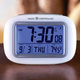 Collections Etc Cordless Atomic Digital Alarm Clock, White