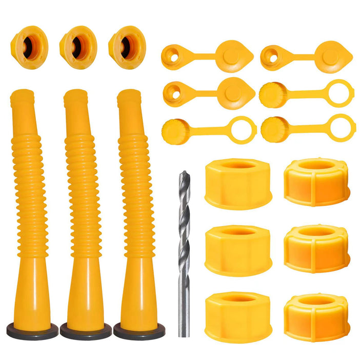 Gas Can Spout Replacement, Gas Can Nozzle Replacement, (3 Kit-Yellow) For Most 1/2/5/10 Gallon Gas Cans. Replacement gas can spout, Gas Can Replacement Spout. The tube is soft and flexible to use