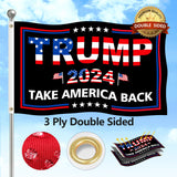 JOWHOL Trump 2024 Flag 3x5 FT Double Sided 3 Ply President Trump Flag Take America Back Banner Indoor Outdoor Heavy Duty With Clear Vivid Patriotic Colors Design UV & Fade Resistant 2 Brass Grommets