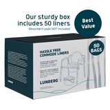 Lunderg Commode Liners - Value Pack 50 Count Universal Fit - Medical Grade Bedside Commode Liners Disposable for Adult Commode Chair, Portable Toilet Bags or Camping Toilet Bags