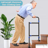 Aluminum Stair Climbing Assist Cane, Stair Walker for Elderly with Sore Knees, Stair Cane with Widened Base, Adjustable Height and Easy Installation, Suitable for Steps with Varying Heights and Widths