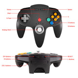 Wireless N64 Controller, 2.4GHZ Retro Wireless Remote Joystick Rechargeable Game Pad Controller Compatible with N64 System Video Console (Black)