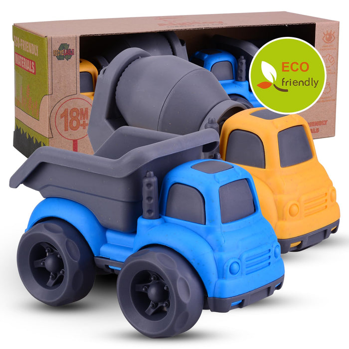 Aigitoy Toddler Car Toys for 3 4 5 Year Old, BPA Free, Phthalates Free, PVC, Dump Truck, Mixer Cement, Easter Basket Christmas Birthday Gifts for 3 4 5 Year Boy Girl.