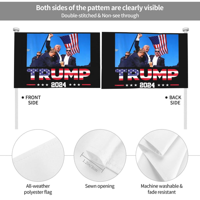 Generic Trump 2024 Car Flag Double Sided Printing Window Clip Flag Car Decoration Banner Outdoor Flags 12x18 Inch, Black