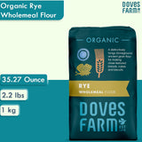 DOVES FARM Organic Rye Wholemeal Flour | Stoneground Ancient Grain Flour | for Breads, cakes & Biscuits Baking | High in Fiber | Imported from UK | 35.27 Oz (1kg)