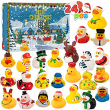 OVNMFH 24 Pcs Countdown Christmas Rubber Ducks Advent Calendar, 2024 Rubber Ducks Bath Toys Advent Calendar, 24 Days Christmas Countdown Calendar Gifts (B)