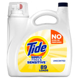 Tide Simply Liquid Laundry Detergent, Free & Sensitive, 117 oz, 89 Loads