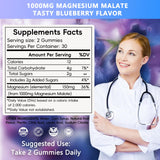 Magnesium Malate Gummies 1000mg, Enhanced Absorption Magnesium Chewables Supplement with Malic Acid for Energy Boost & Muscle Health, 60 Count