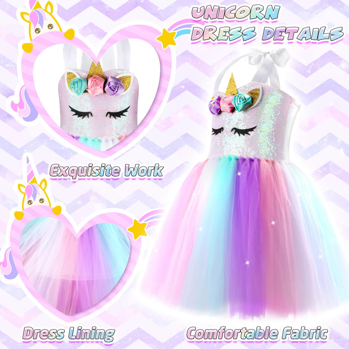 GIFTINBOX Girls Unicorn Princess Dress Unicorn Costume for Girls 3-8Y Halloween Costumes For Girls Toddlers Birthday Party 4Y