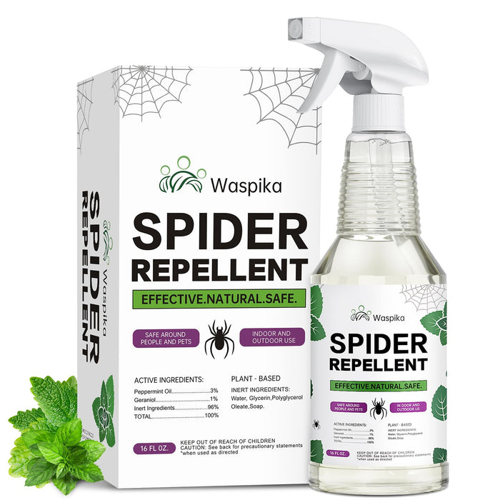 Waspika Peppermint Oil Insect and Spider Repellent Spray, Repels and Kills Ants and Bugs, Extra Strength Natural Plant Based Pest Control for Home, Kitchen and Garden, Safe for Family and Pets, 16 oz