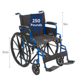 Drive Medical Blue Streak Wheelchair with Flip Back Desk Arms & DMI Wheelchair Bag Provides Storage on Wheelchairs and Transport Chairs for Elderly and Disabled