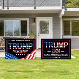 Trump 2024 Yard Signs, 2PCS 16" X 12" Trump 2024 Take America Back Yard Signs for Garden with Heavy Duty Metal H-Frames Double Sided Placard Voted For Trump Signs