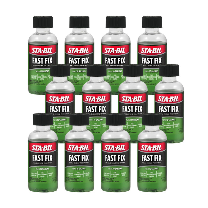 STA-BIL Fast Fix - Small Engine Treatment, Cleans Carburetors & Injectors, Fixes Rough Running Engines, Eliminates Water, Carb Cleaner & Fuel Injector Cleaner, 4oz (12 Pack)
