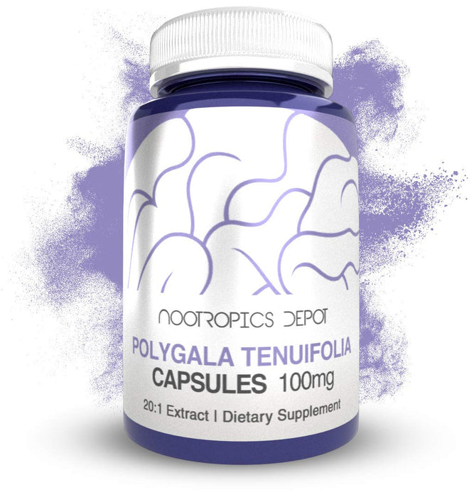 Nootropics Depot Polygala tenuifolia Capsules | 100mg | 180 Count | 20:1 Extract | Yuan Zhi | Promotes Cognitive Function, Learning and Memory | Supports Healthy Stress Levels | Adaptogen Supplement