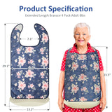 Bravace 4 Pack Adult Bibs for Elderly Women Washable Reusable Waterproof Clothing Protector with Detachable Crumb Catcher, Bibs for Adult Women and Men, Senior Citizen Feeding Bibs