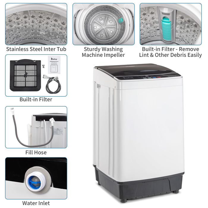 ROVSUN 1.5CuFt Portable Clothes Dryer and 17.6LBS Full-Automatic Washing Machine Set, Compact Laundry Washer and Dryer Combo Set with Stainless Steel Inner Tub, for Apartment, Dorms, Home