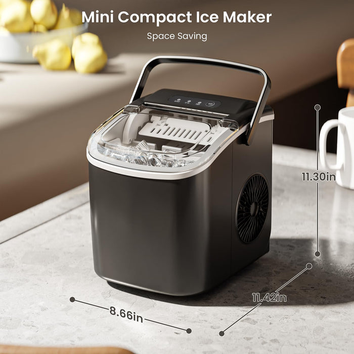 Antarctic Star Ice Makers Countertop with Auto-Cleaning, 9 Bullet Ice Cubes in 6 Mins, 26lbs/Day, Portable Ice Machine with Handle, Basket and Scoop for Home, Kitchen, Office, Party