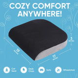 Extra Large Seat Cushion - Memory Foam for Office Chair, Wheelchair Cushions, Floor Pillow | Cushion Back Pain Coccyx Pain Relief | Plush Velvet Cover with Carry Handle - 19” X 17” X 3”