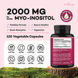 Myo-Inositol & D-Chiro Inositol With Folate Supplement - 40:1 Ratio 2000mg Myo and D-Chiro Inositol Capsules, Womens Fertility Support Supplements, Healthy Ovarian Support & Hormone Balance for Women