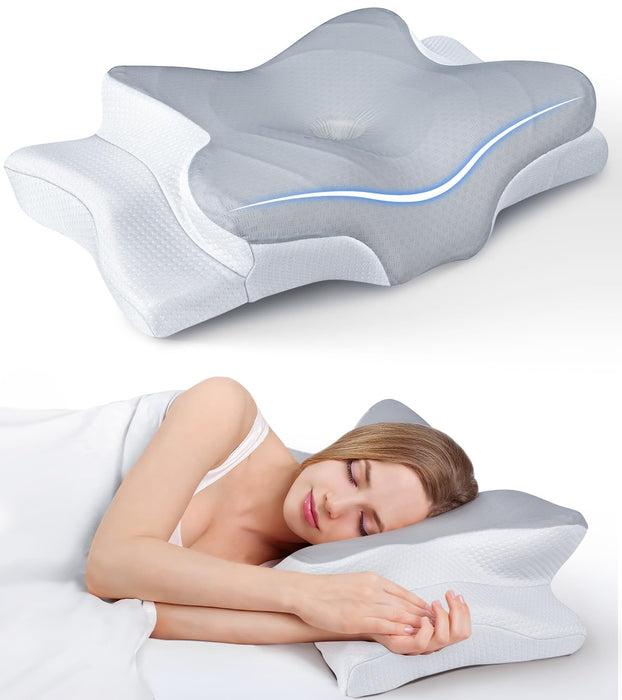 Ultra Pain Relief Cooling Pillow for Neck Support, Adjustable Cervical Pillow Cozy Sleeping, Odorless Ergonomic Contour Memory Foam Pillows, Orthopedic Bed Pillow for Side Back Stomach Sleeper