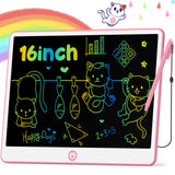 Hockvill LCD Writing Tablet for Kids 16 Inch, Toys for Girls Boys Drawing Pad for 3 4 5 6 7 8 Year Old Kid, Toddler Magnetic Doodle Board Travel Essentials Christmas Birthday Gift for Children (Pink)